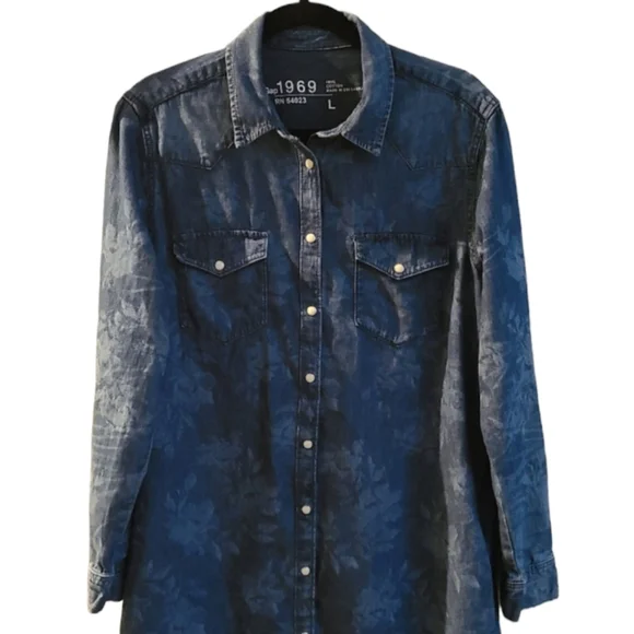 GAP 1969 Chambrey Jean‎ midi dress women's large - Picture 2 of 8